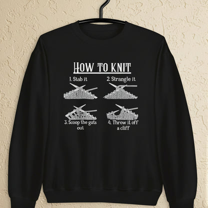 Funny How to Knit Sweatshirt Black / S
