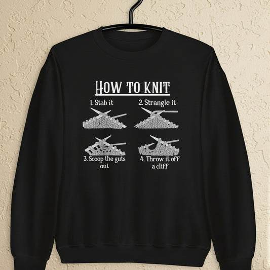 Funny How to Knit Sweatshirt Black / S