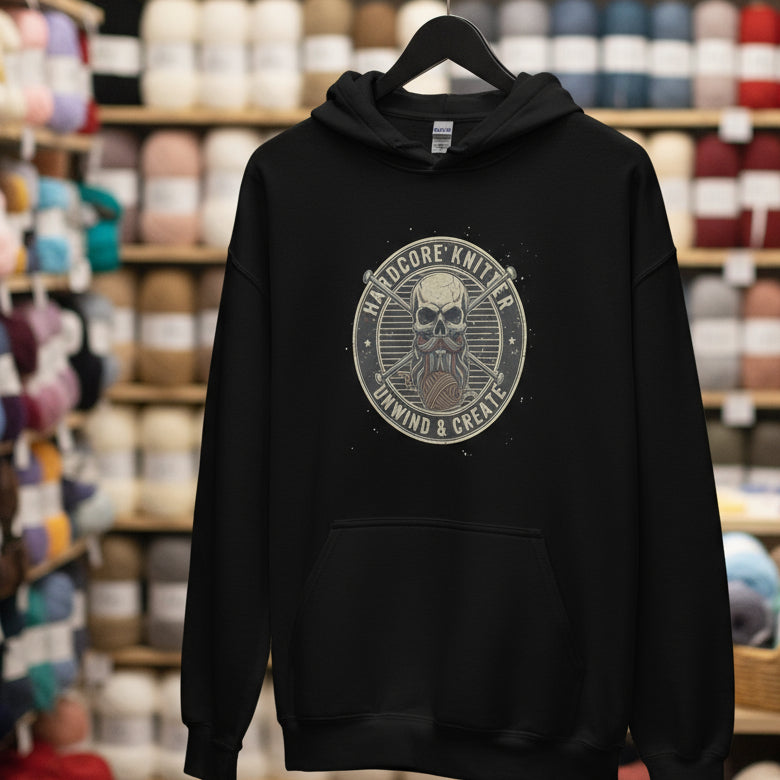Hardcore Knitter Hoodie Black / S
