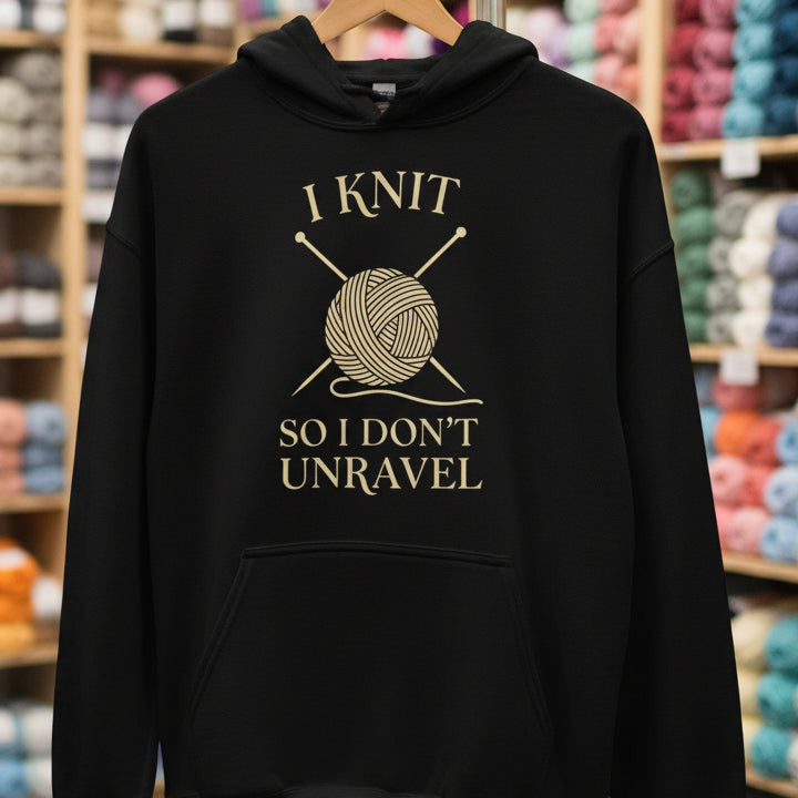 I knit so I don't unravel Hoodie Black / S