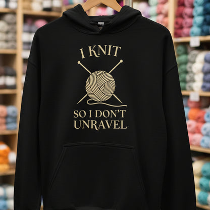 I knit so I don't unravel Hoodie Black / S