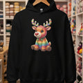 Knitted Reindeer Hoodie Black / S