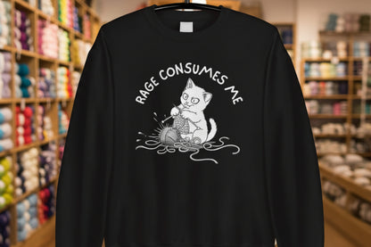 Knitting Rage Consumes Me Sweatshirt Black / S