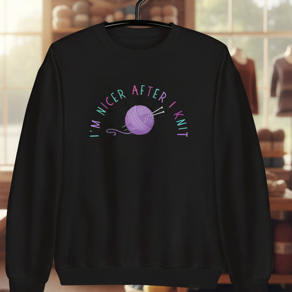 Nicer After I Knit Sweatshirt Black / S