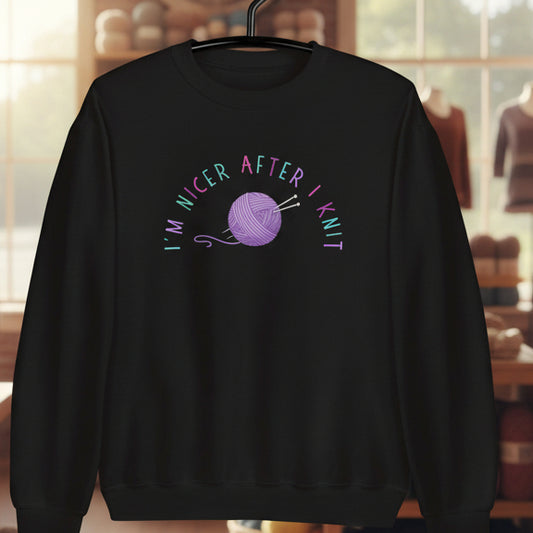 Nicer After I Knit Sweatshirt Black / S