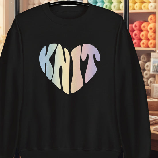 Pastel Knit Heart Sweatshirt Black / S