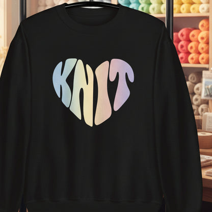 Pastel Knit Heart Sweatshirt Black / S