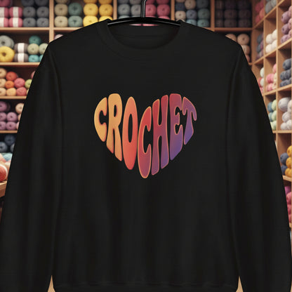 Sunset Crochet Heart Sweatshirt Black / S