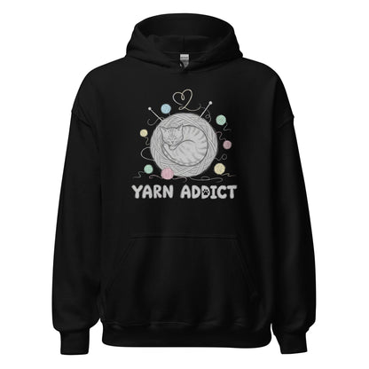 Yarn Addict Sketch Hoodie Black / S