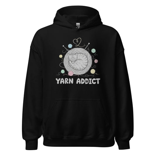 Yarn Addict Sketch Hoodie Black / S