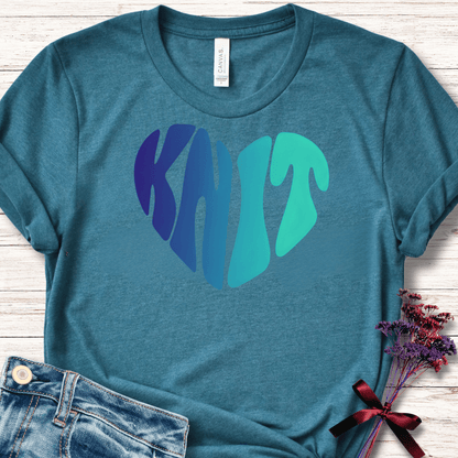 Blue Knit Heart T-Shirt
