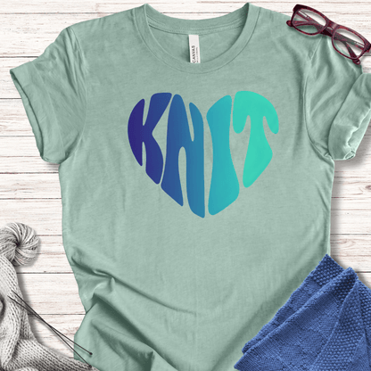 Blue Knit Heart T-Shirt