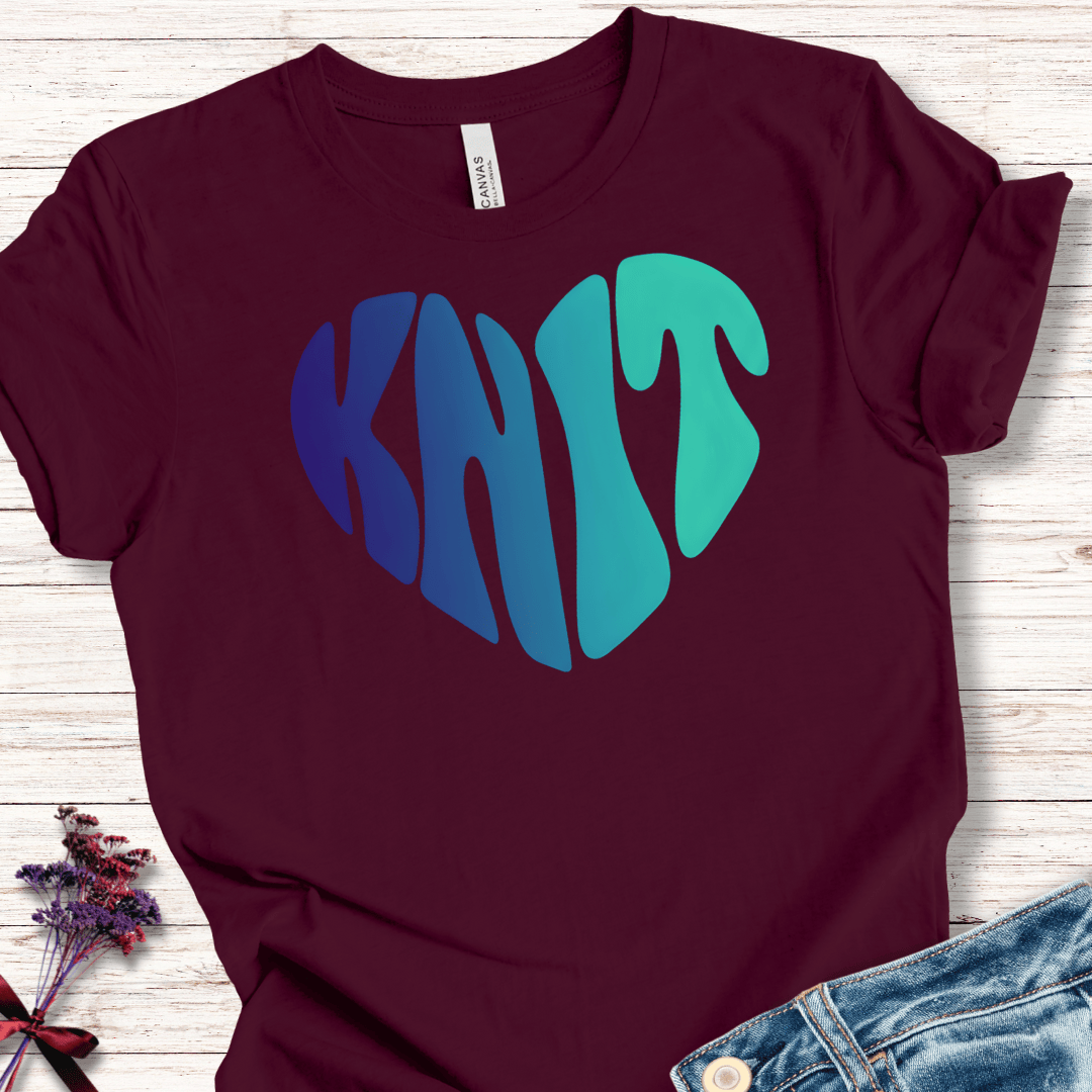 Blue Knit Heart T-Shirt