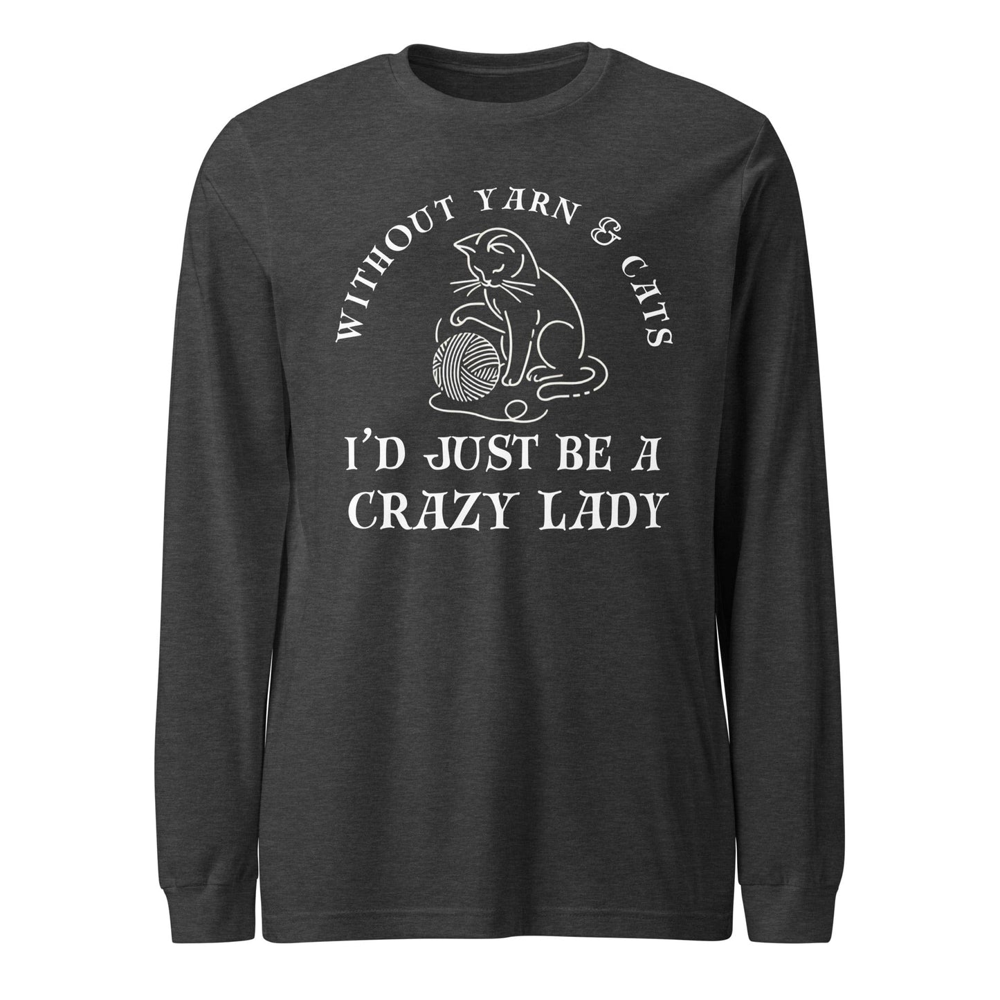 Cats & Yarn Long Sleeve Tee Dark Grey Heather / XS