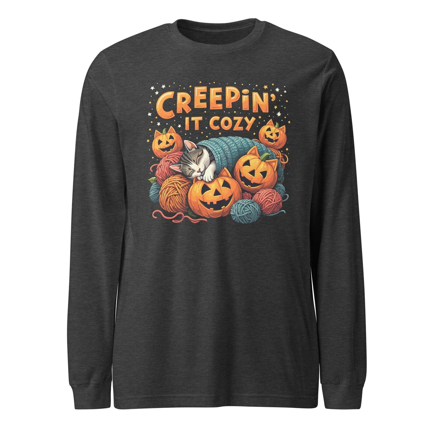 Creepin' It Cozy Long Sleeve Tee Dark Grey Heather / XS