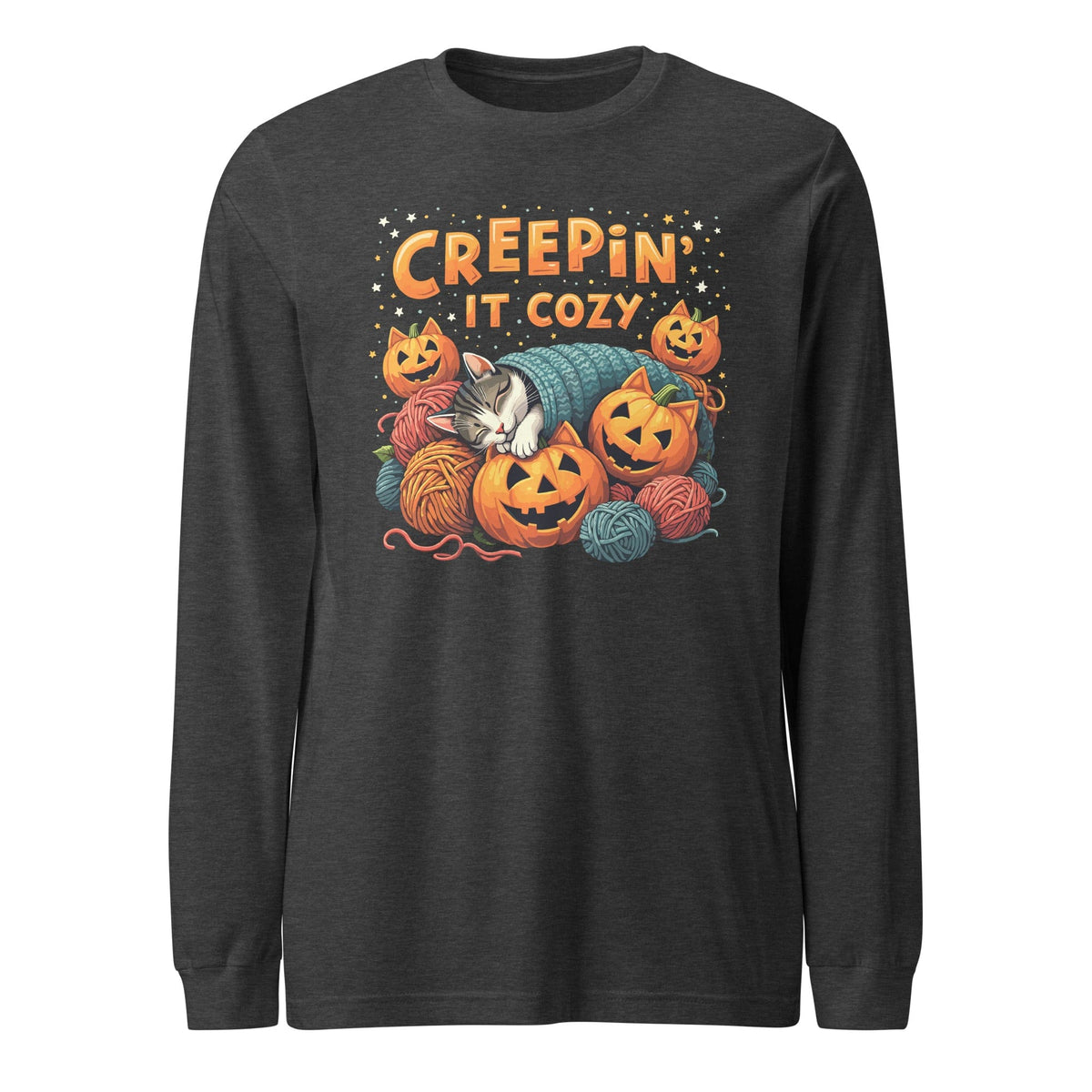 Creepin' It Cozy Long Sleeve Tee Dark Grey Heather / XS