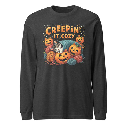 Creepin' It Cozy Long Sleeve Tee Dark Grey Heather / XS