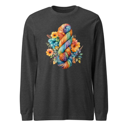 Floral Skein Long Sleeve Tee Dark Grey Heather / XS