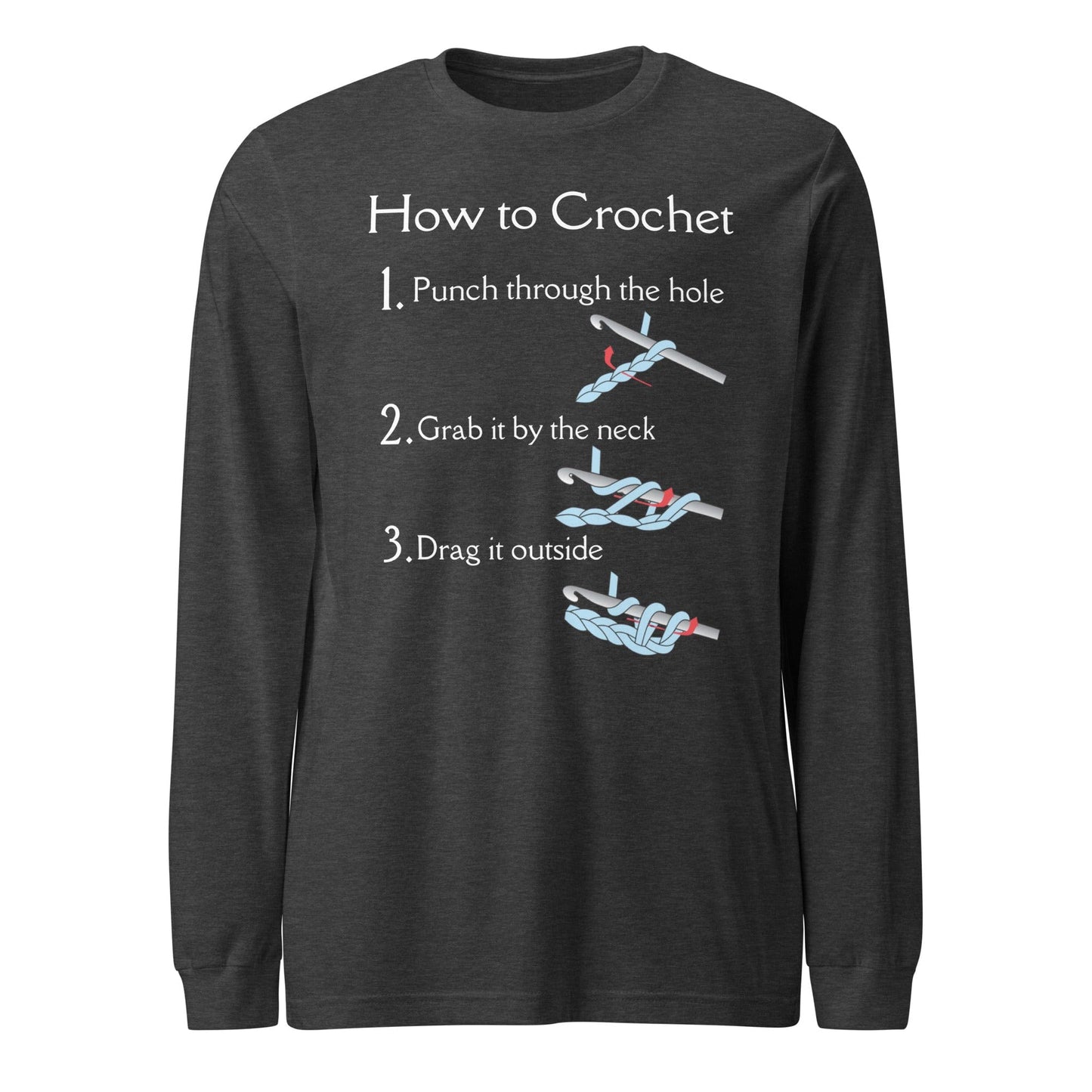 How to Crochet Long Sleeve Tee Dark Grey Heather / XS