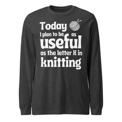 K in Knitting Long Sleeve Tee Dark Grey Heather / XS