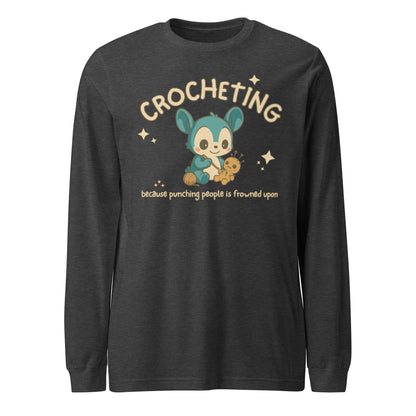 Punching People Is Frowned Upon Long Sleeve Tee Dark Grey Heather / XS