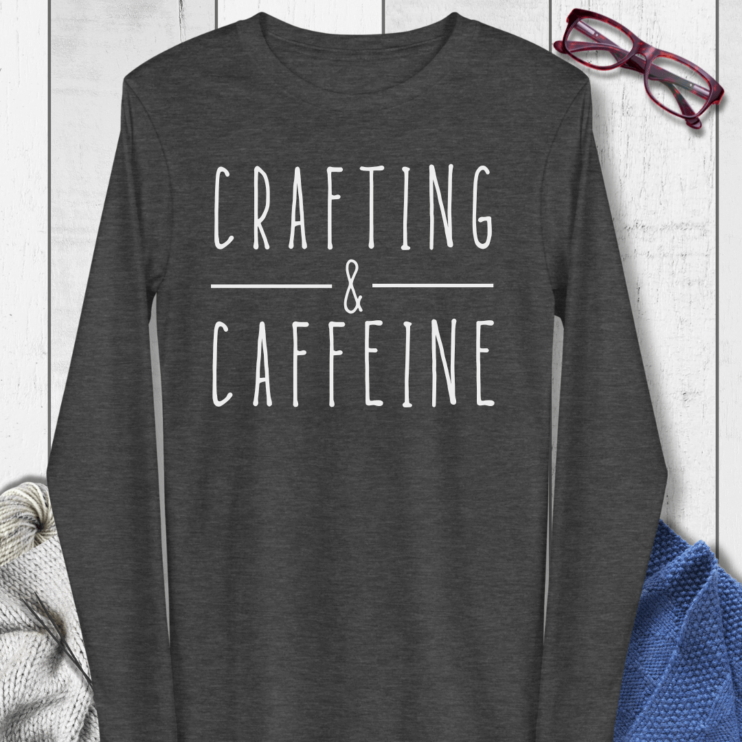 Crafting & Caffeine Long Sleeve Tee Dark Grey / S