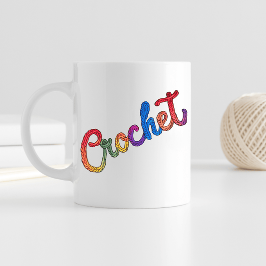 Rainbow Crochet Mug