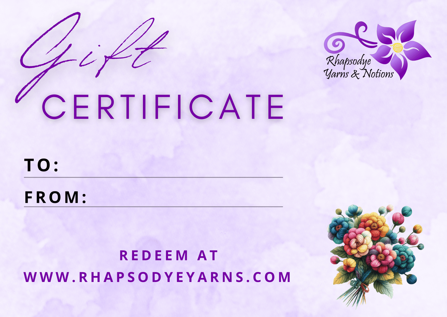 Rhapsodye Yarns Gift Card