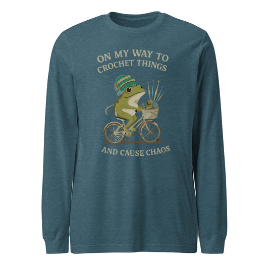 Crochet & Chaos Long Sleeve Tee Heather Deep Teal / S