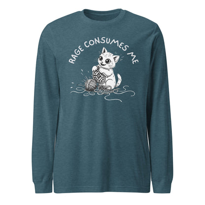 Crochet Rage Consumes Me Long Sleeve Tee Heather Deep Teal / S