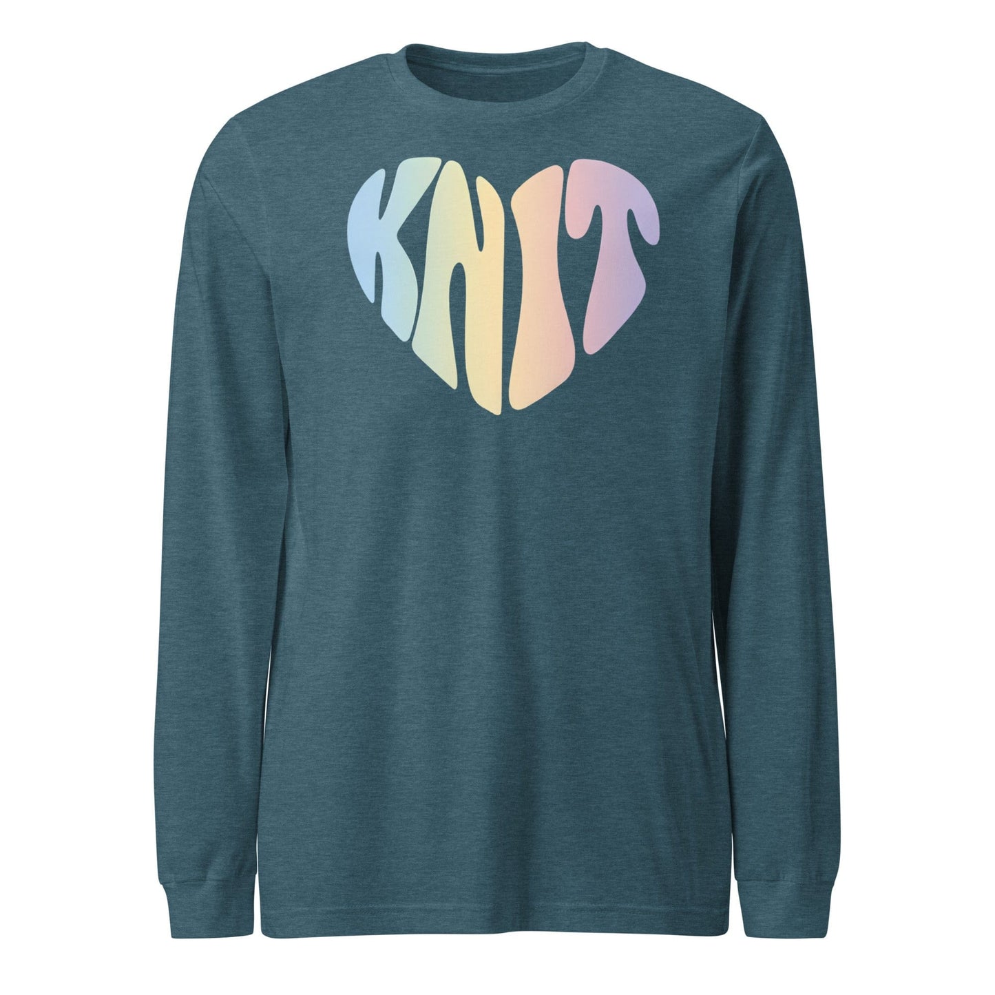 Knit Heart Pastel Long Sleeve Tee Heather Deep Teal / S