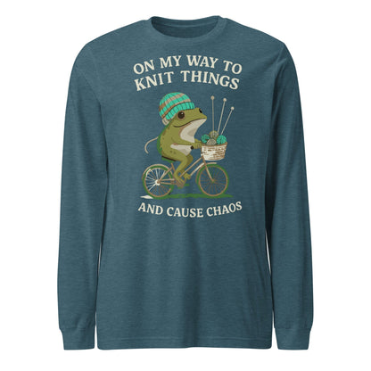 Knitting & Chaos Long Sleeve Tee Heather Deep Teal / S