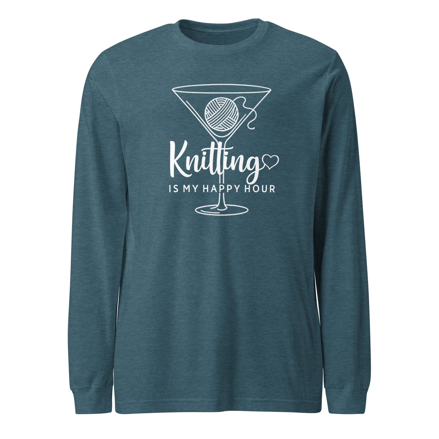 Knitting Happy Hour Long Sleeve Tee Heather Deep Teal / S