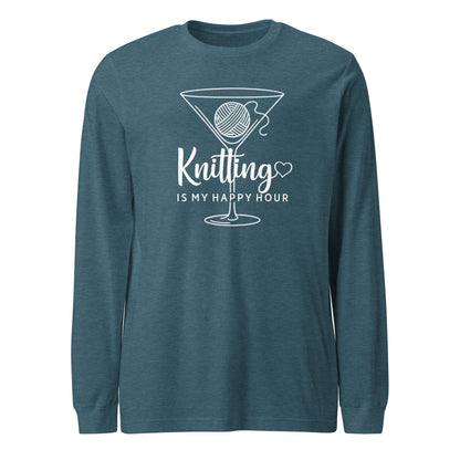 Knitting Happy Hour Long Sleeve Tee Heather Deep Teal / S