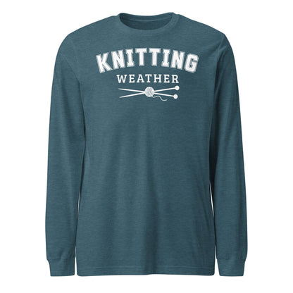 Knitting Weather Long Sleeve Tee Heather Deep Teal / S