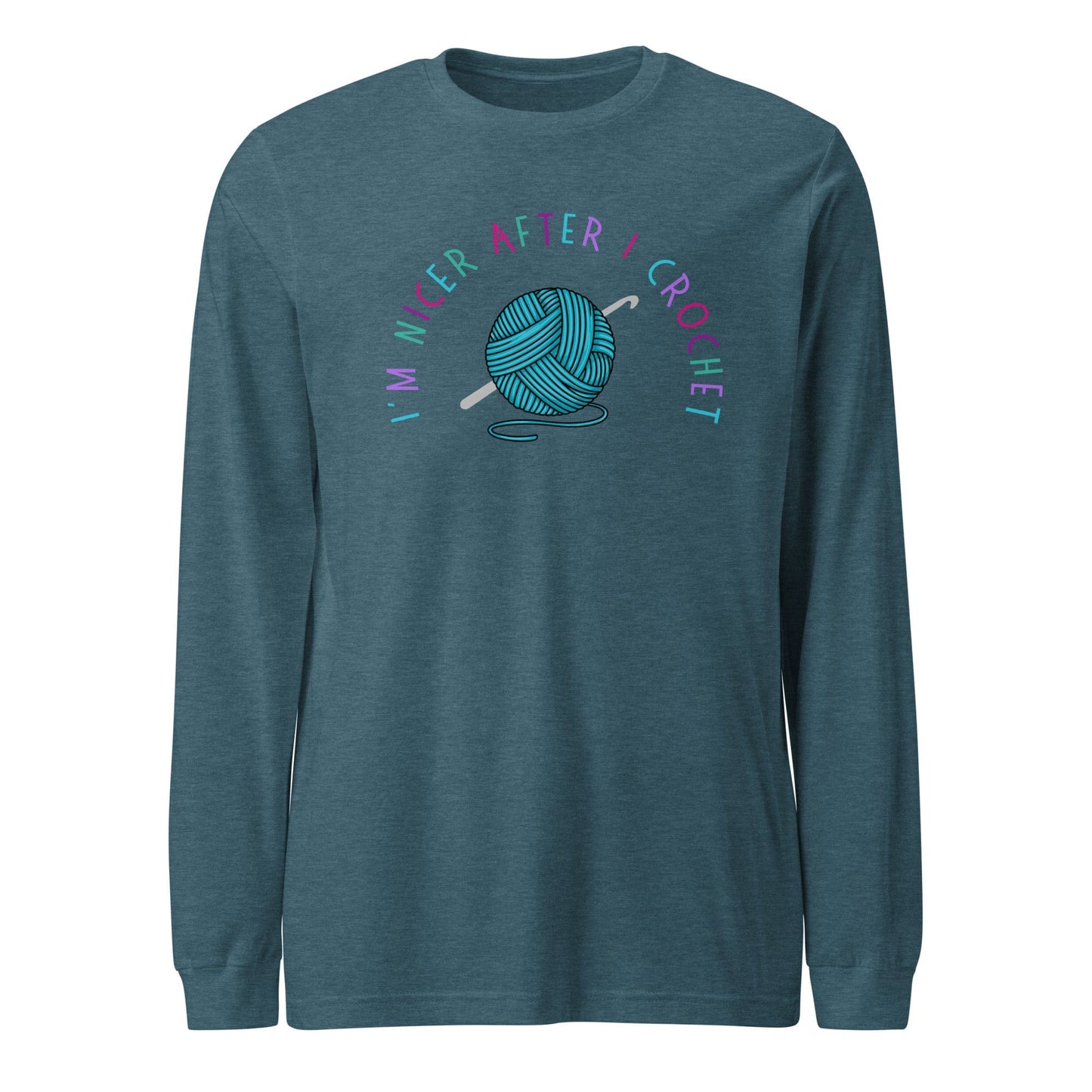 Nicer After Crochet Long Sleeve Tee Heather Deep Teal / S