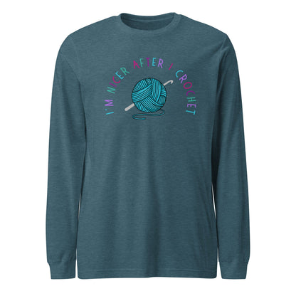 Nicer After Crochet Long Sleeve Tee Heather Deep Teal / S