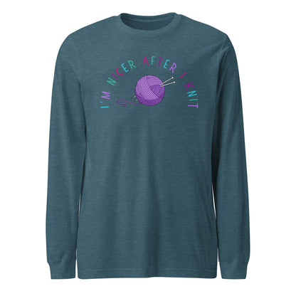 Nicer After Knit Long Sleeve Tee Heather Deep Teal / S