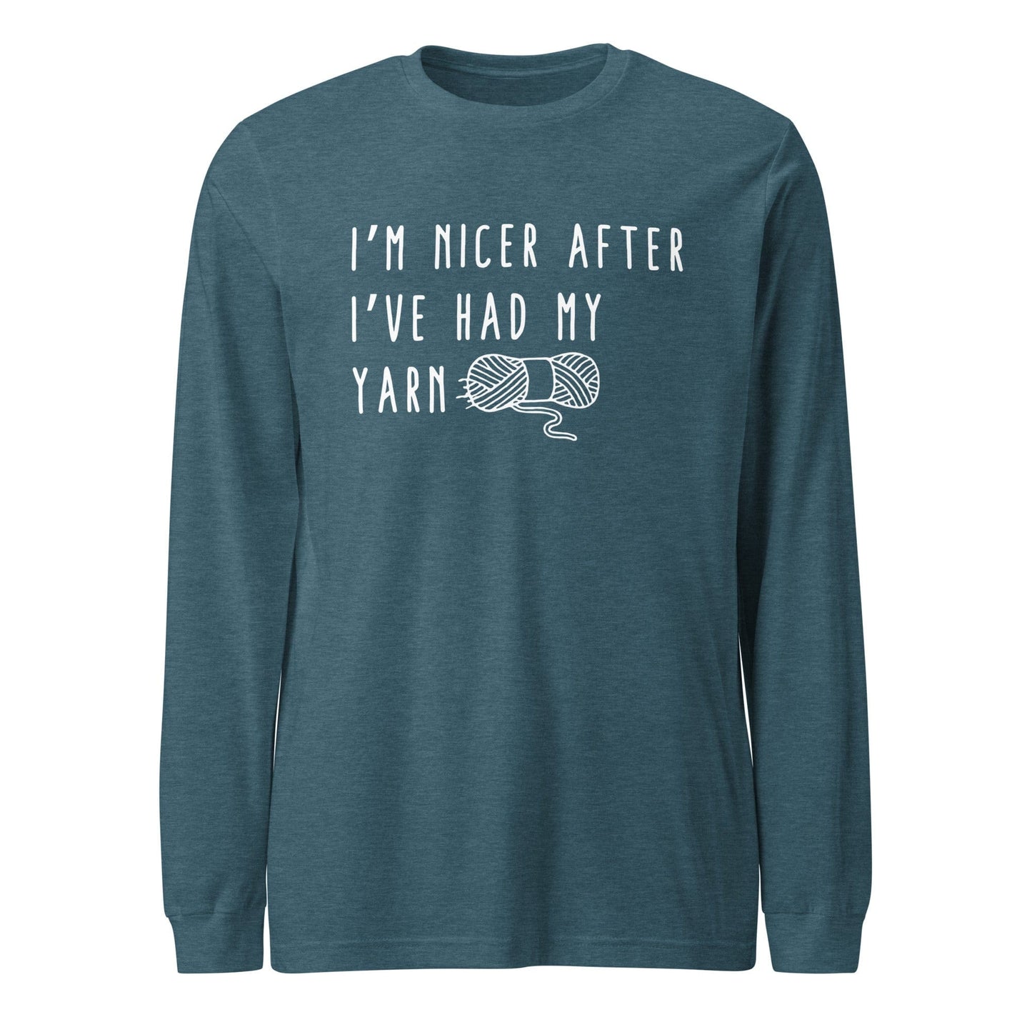 Nicer After Yarn Long Sleeve Tee Heather Deep Teal / S
