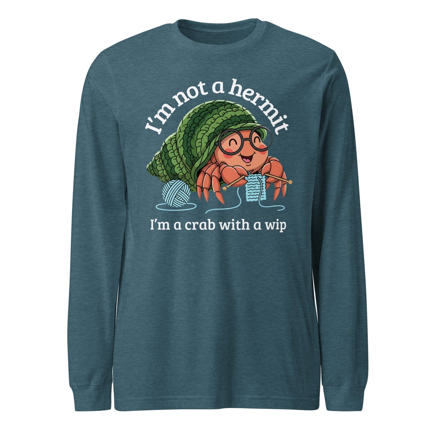 Not A Hermit Long Sleeve Tee Heather Deep Teal / S