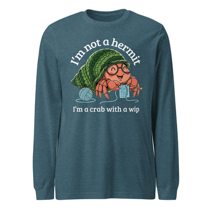 Not A Hermit Long Sleeve Tee Heather Deep Teal / S