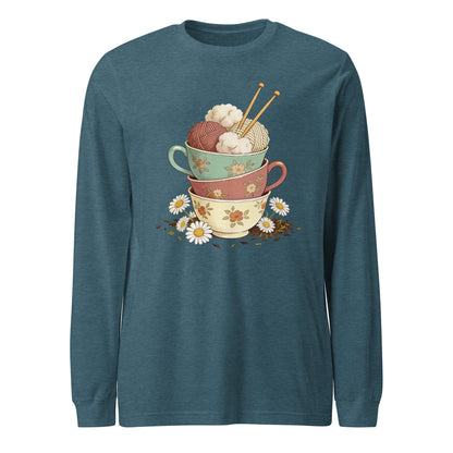 Sip 'n' Stitch Long Sleeve Tee Heather Deep Teal / S