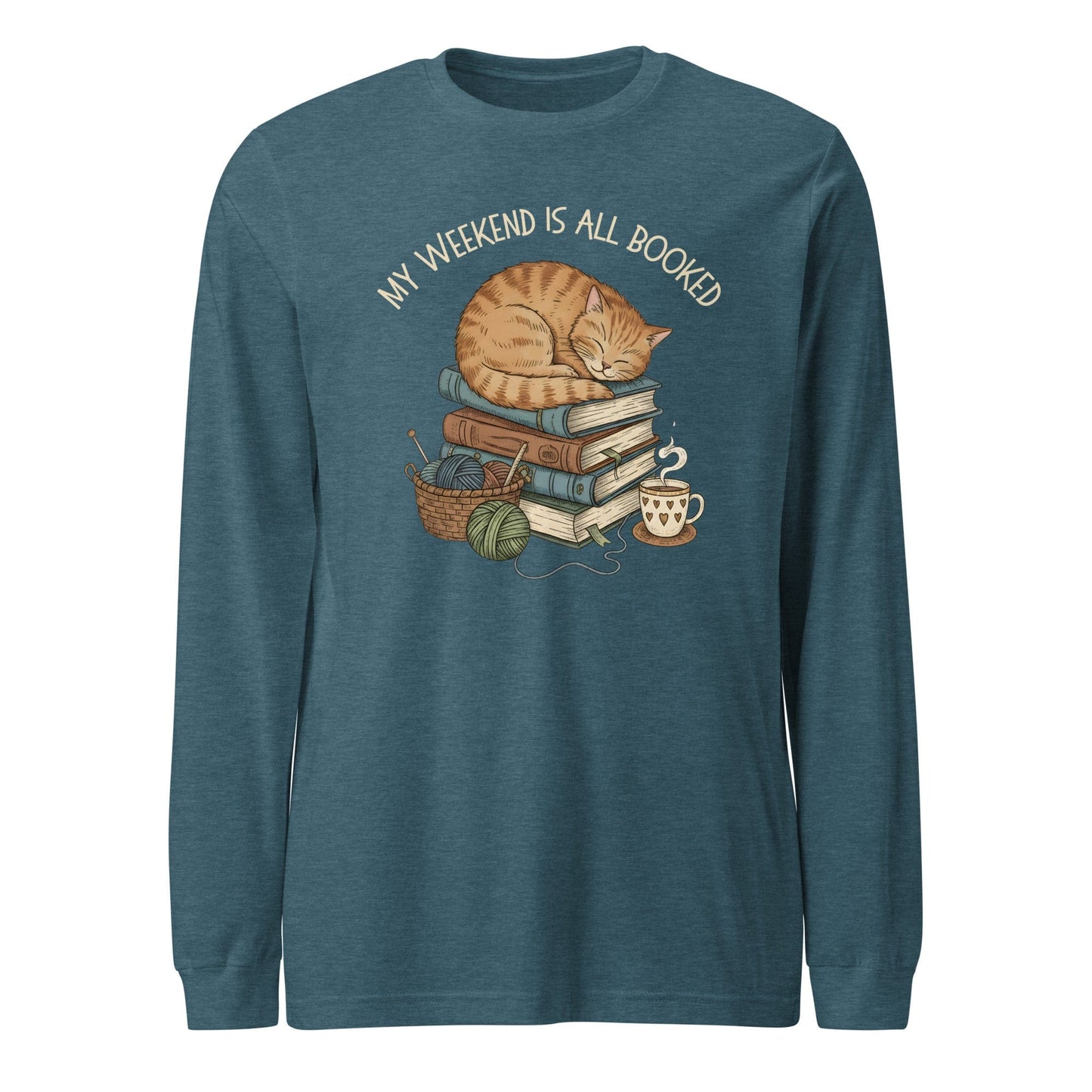 Weekend Is Booked Long Sleeve Tee Heather Deep Teal / S