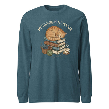Weekend Is Booked Long Sleeve Tee Heather Deep Teal / S