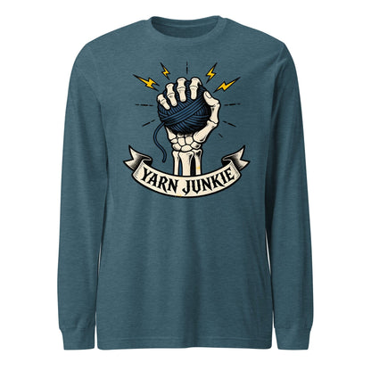 Yarn Junkie Long Sleeve Tee Heather Deep Teal / S