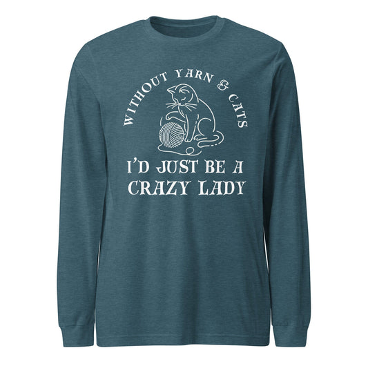 Cats & Yarn Long Sleeve Tee Heather Deep Teal / XS