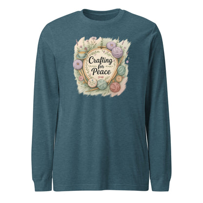 Crafting for Peace Long Sleeve Tee Heather Deep Teal / XS