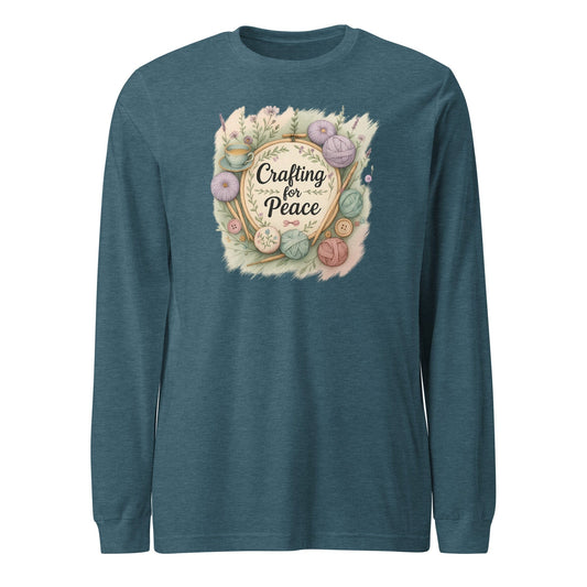 Crafting for Peace Long Sleeve Tee Heather Deep Teal / XS