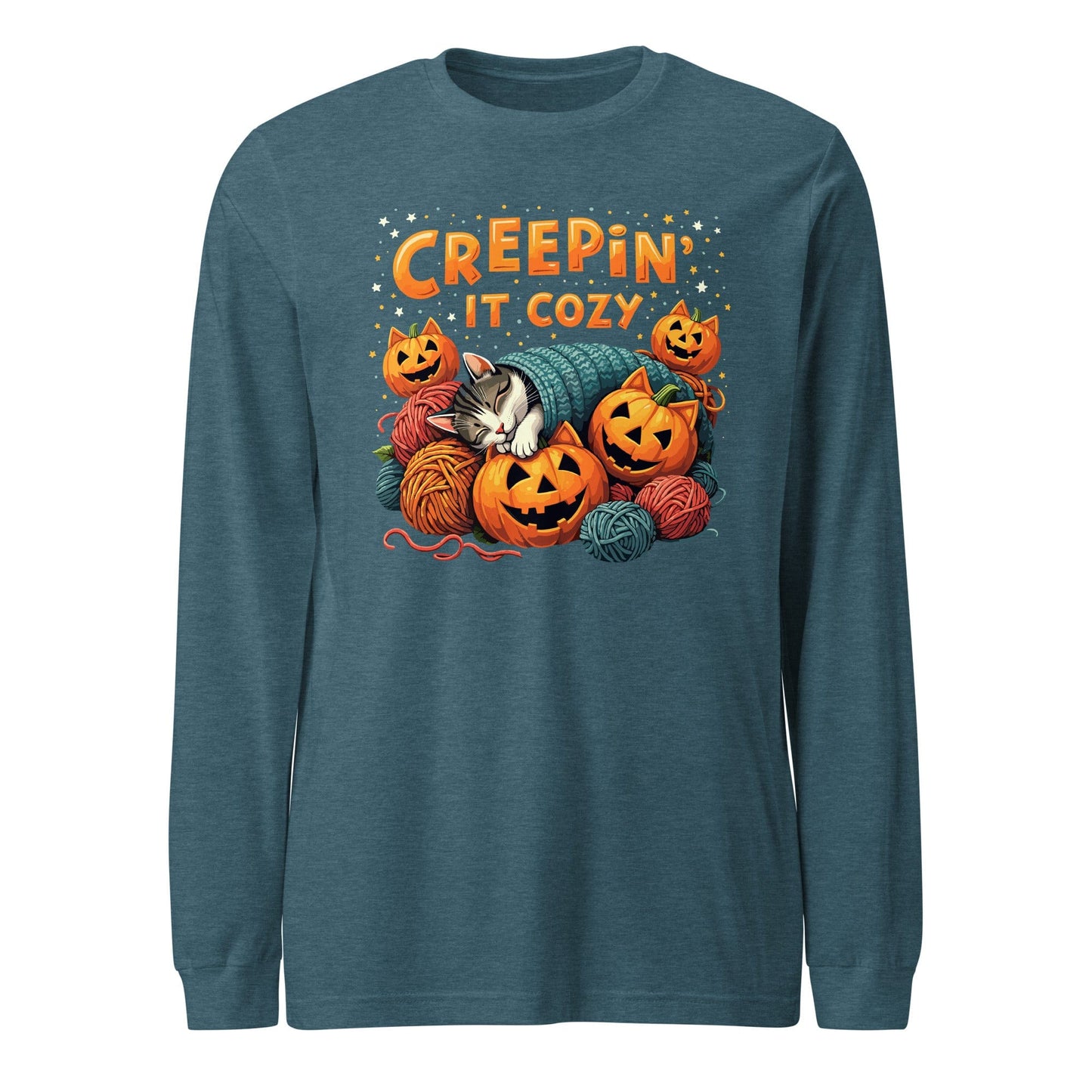 Creepin' It Cozy Long Sleeve Tee Heather Deep Teal / XS