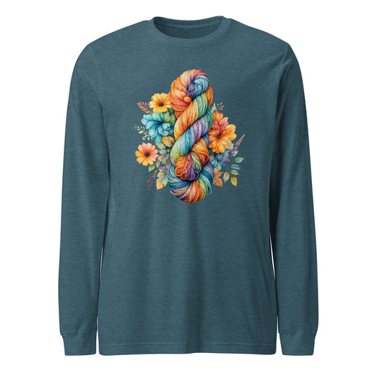 Floral Skein Long Sleeve Tee Heather Deep Teal / XS